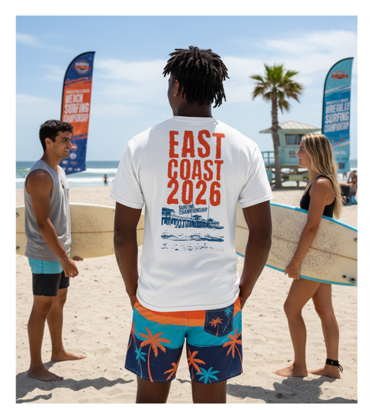 East Coast Champion Men's Graphic T-Shirt – Surfing Championship Print 100% Cotton Tee