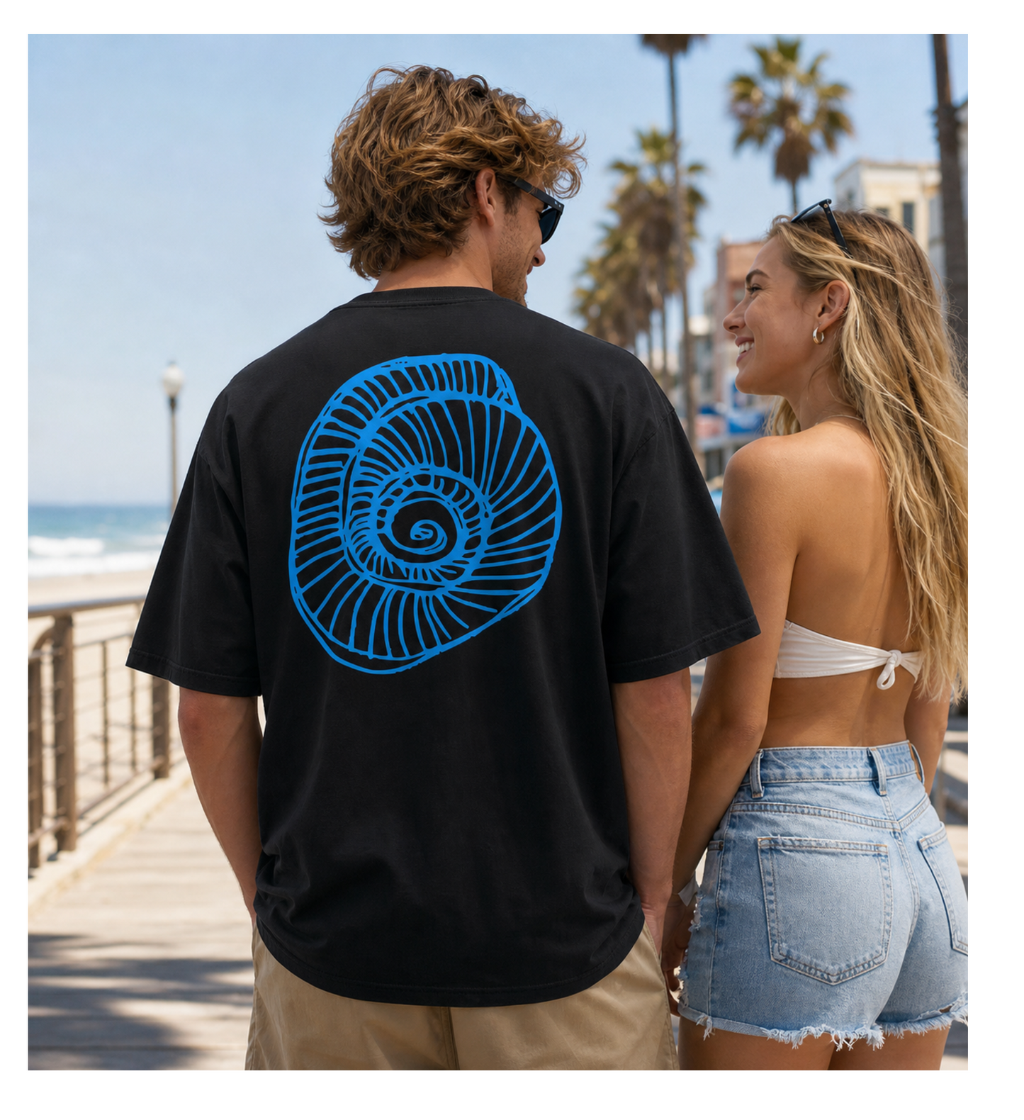 Fibonacci Men's Graphic T-Shirt – Sea Shell Print 100% Cotton Surf Tee