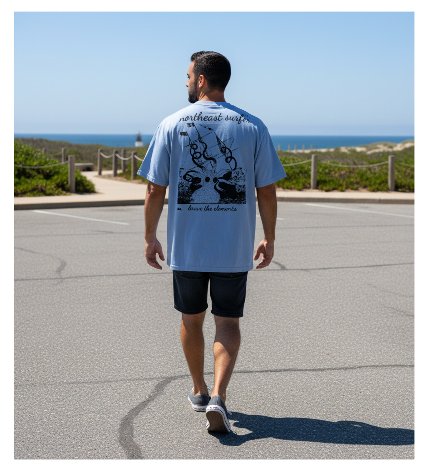 Northeast Surfer Men's Graphic T-Shirt – Shipwreck Print 100% Cotton Surf Tee